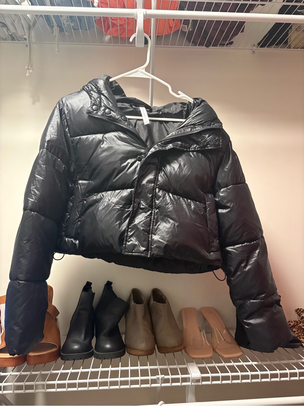 Fabletics Black Cropped Puffer Jacket